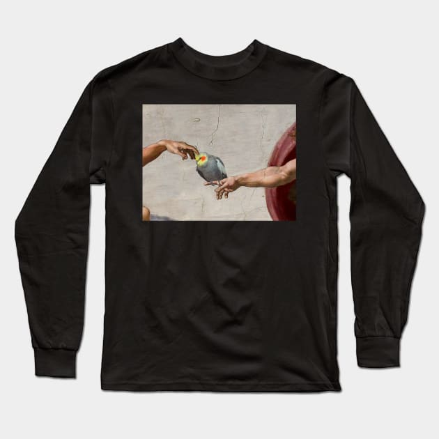 scritching a cockatiel Long Sleeve T-Shirt by FandomizedRose